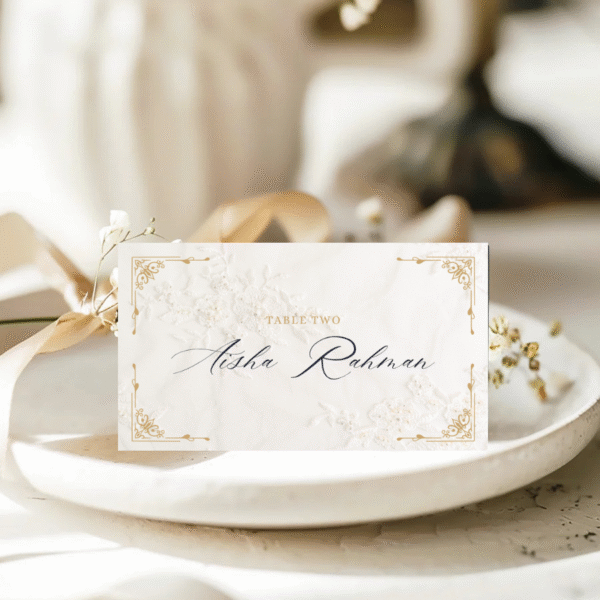 Editable Wedding Place Cards | Tent Fold 3.5×4 in Printable Name Cards for Muslim Weddings