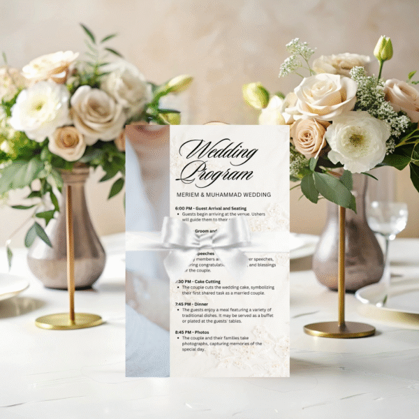 Editable Wedding Program Printable – 8.5×11 in | Muslim Nikah & Walima Order of Events